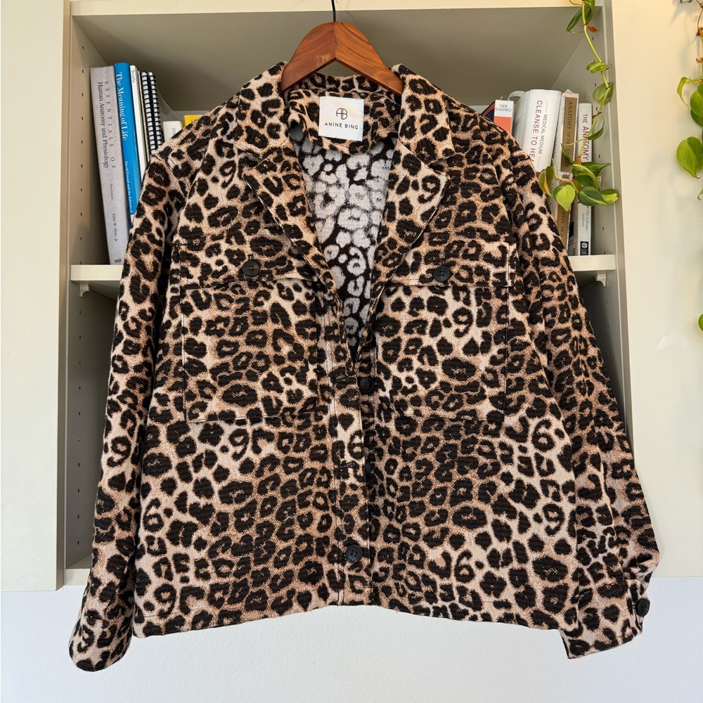 Anine Bing Flynn Jacket Leopard Print Size Small